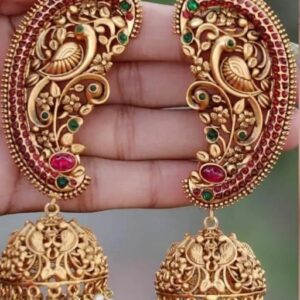 Gold Temple South Indian Jewelery Pearl Jhumki