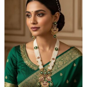 Green Kundan Long Rani Haar